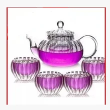 Красный алмаз специальный термостойкий стеклянный чайный чайник набор чайник в виде тыквы+ чашка набор кунгфу Чайный набор прозрачный