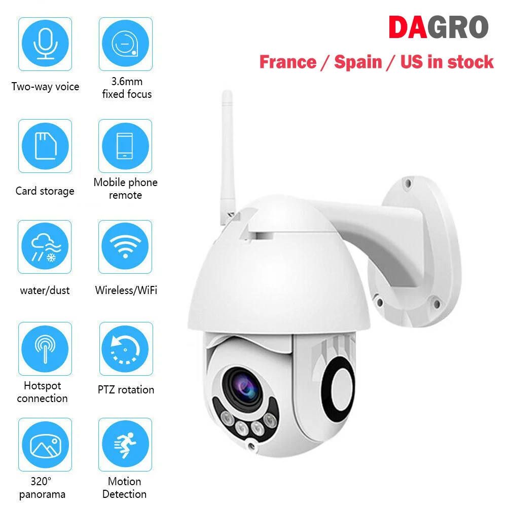 

WIFI Camera Outdoor PTZ IP Camera H.265+ 1080p Speed Dome CCTV Security Cameras IP Camera WIFI Exterior 2MP IR Home Surveilance
