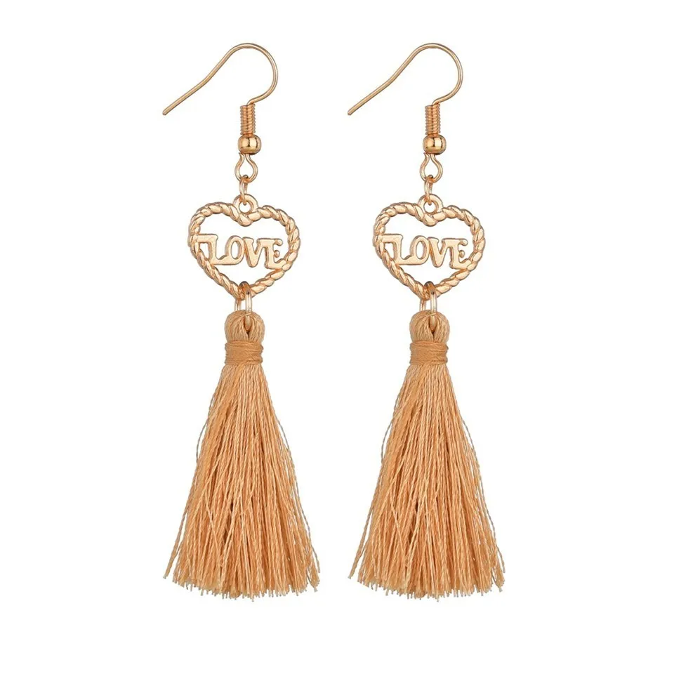 Ladies Black Bead With Black Thread Tassel Drop Earrings Fashion Jewellery 10cm