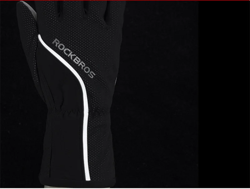 ROCKBROS термальные велосипедные перчатки ветрозащитные перчатки для лыжного велосипеда велосипедные перчатки MTB дорожный Противоскользящий коврик теплые мотоциклетные спортивные перчатки черные