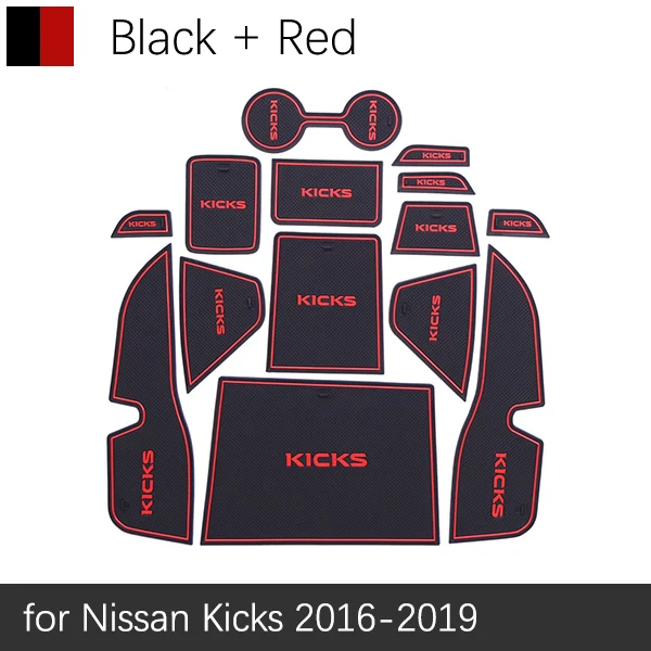 Анти-скольжения ворота Слот коврик резиновый коврик для Nissan ногами- автомобильные аксессуары наклейки стайлинга автомобилей 14 шт./компл - Название цвета: Red Black
