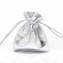 Сумки из ткани терилена, прямоугольные, серебристые, 9 см х 7 см(3 4/" x2 6/8"), 4 шт