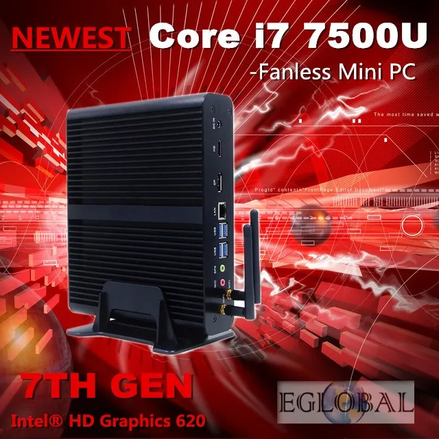 Lowest Price  [Core i7 7500U] 7th Gen mini pc Intel Kaby Lake Mini PC Windows 10 Max 3.5GHz Intel HD Graphics 620 Micro PC 4KHTPC Linux Kodi