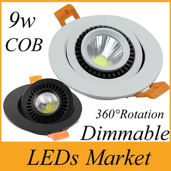 

360 degree rotation CREE 9w Led Cob Downlight Dimmable led ceiling lamp spotlight bulb AC90-260V With Led Driver warm cold white