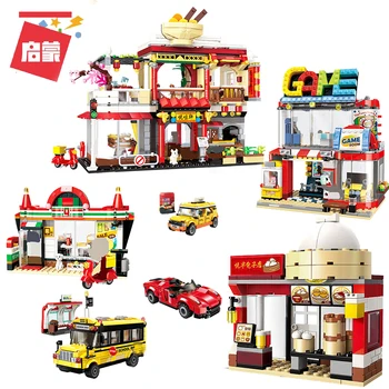 

New Figure Colorful City Series Building Blocks Toys House Blocks Sightseeing Taxi Man Doll Boys Bricks Girls Assembling Gifts