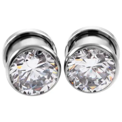 Stainless Steel Top Quality Crystal Zircon Ear Tunnels Plug Screw Fit Colorful Ear Flesh Gauge Ear Expanders Jewelry