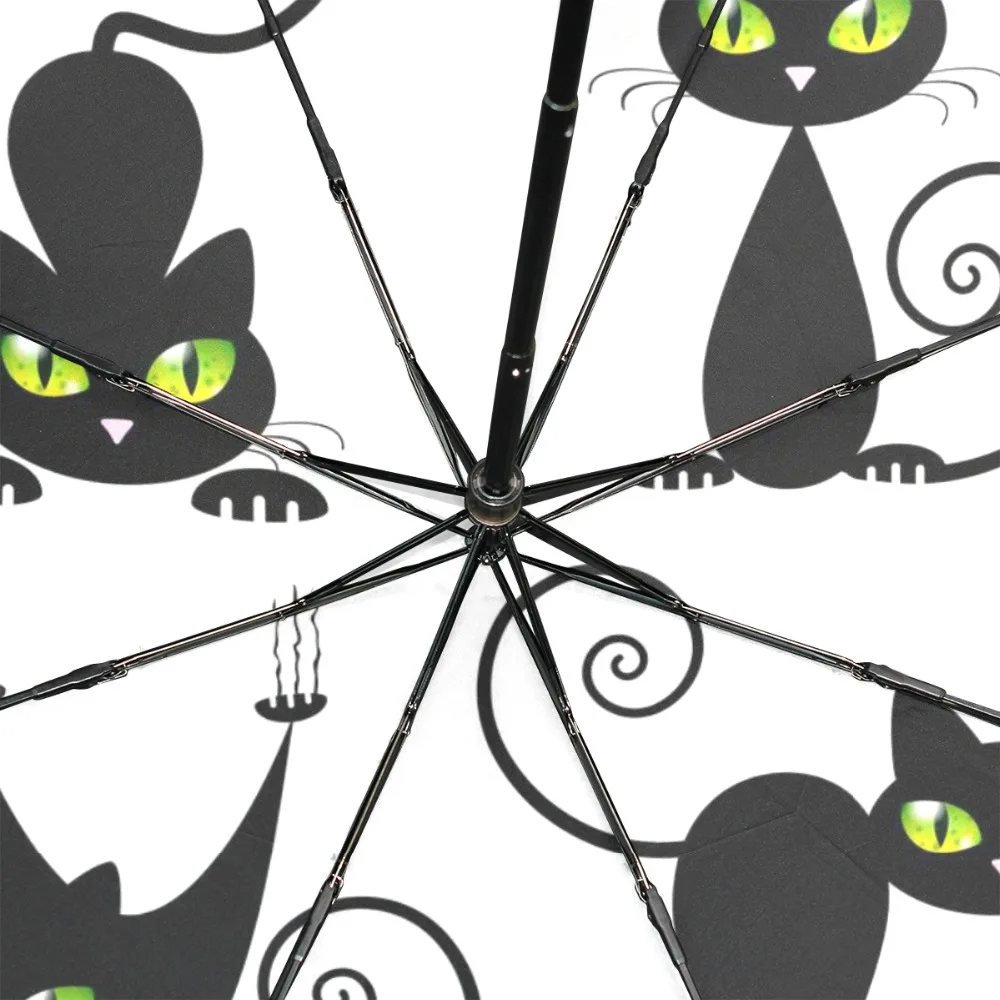 Милый зонтик с черным покрытием в виде кошки, женский зонтик от дождя, защищающий от УФ-лучей, солнечный и дождливый, непродуваемый зонтик в виде котенка для мужчин и женщин