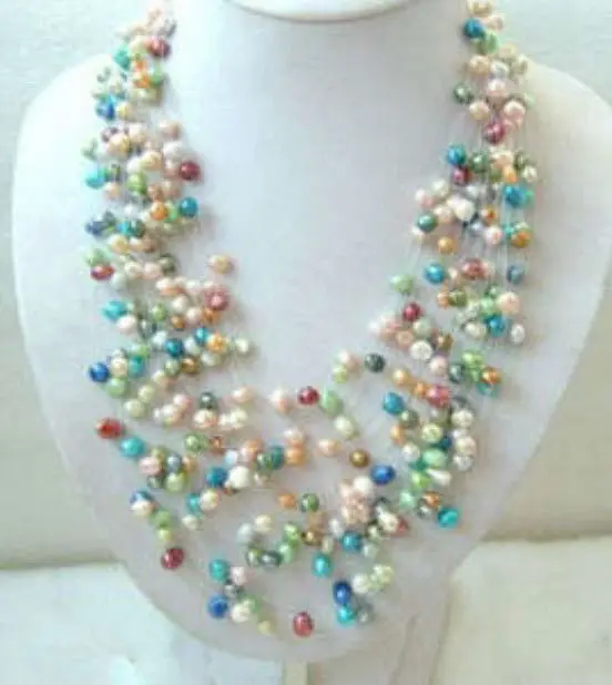 

FREE SHIPPING>>>> Wonderful Multicolor Cultured Freshwater Pearl Necklace