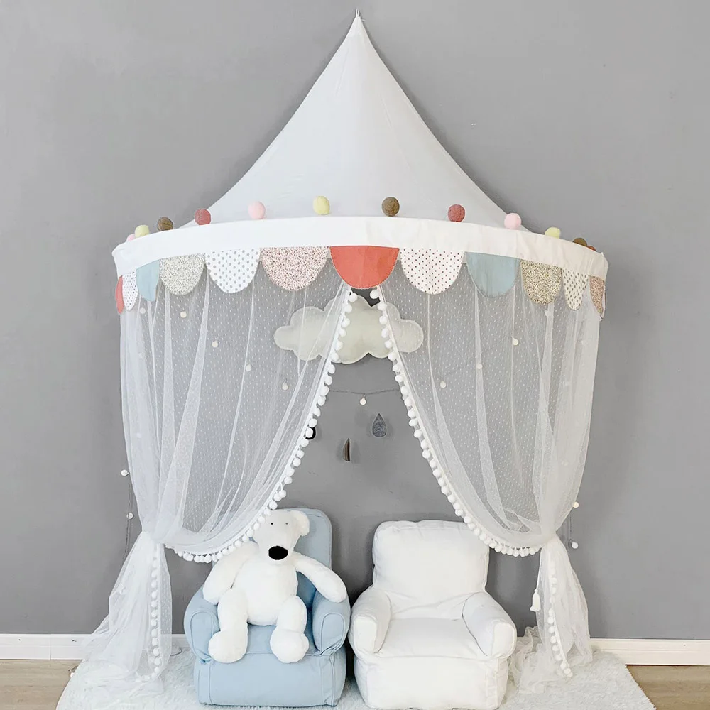 

Baby Mosquito Net Canopy Bed Curtain Baby Crib Netting Cot Kids Round Hung Dome Bed Canopy Children Teepee Play Tent Room Decor