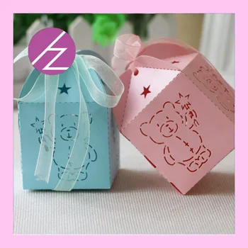

50pcs/lot Lovely Bear Pattern Favor Box Exquisite Laser Cut Carved Birthday Party Decorations Candy Gift Box