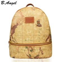 Высокое качество карта мира рюкзак ретро женский кожаный рюкзак брендовый дизайн школьный рюкзак модный рюкзак с принтом