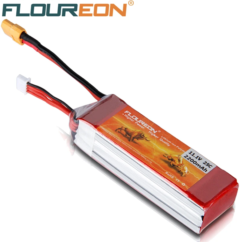 

FLOUREON 3S Lipo Battery 11.1V 2200mAh 25C XT60 Plug for DJI Phantom 1 Quadcopter DJI Phantom FC40 Spare Walkera E22RC F450