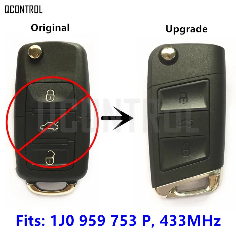 

QCONTROL 433MHz Upgrade Remote Key for SKODA Octavia/Superb/Fabia 1J0 959 753 P / 753P or 1J0 959 753 G / 753G