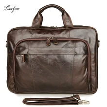 Модный мужской деловой портфель из натуральной кожи, 16 дюймов, сумка для ноутбука, большая вместительность, коровья кожа, дорожная сумка, сумки-мессенджеры