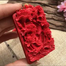 Натуральная киноварь кулон, резной красный пион цветок рыбы кулон, счастливый Шарм, мужская и женская ожерелье