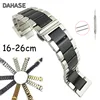Bracelet de remplacement à boucle papillon, acier inoxydable bracelet de montre, brillant et mat double couleur, 16 18 20 21mm 22 23 24 26mm ► Photo 1/6