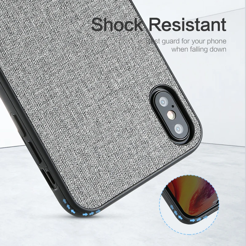 FLOVEME Classic Cloth Case For iPhone XS Max XR Luxury Soft Silicone Phone Cases For iPhone X 7 8 Plus 6 6s Fabric Cover Coque