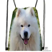 Custom Dogs-Samoyed-White-animals походная сумка на шнурке Cute Daypack Kids Satchel(черная спинка) 31x40 cm#180611-01-25