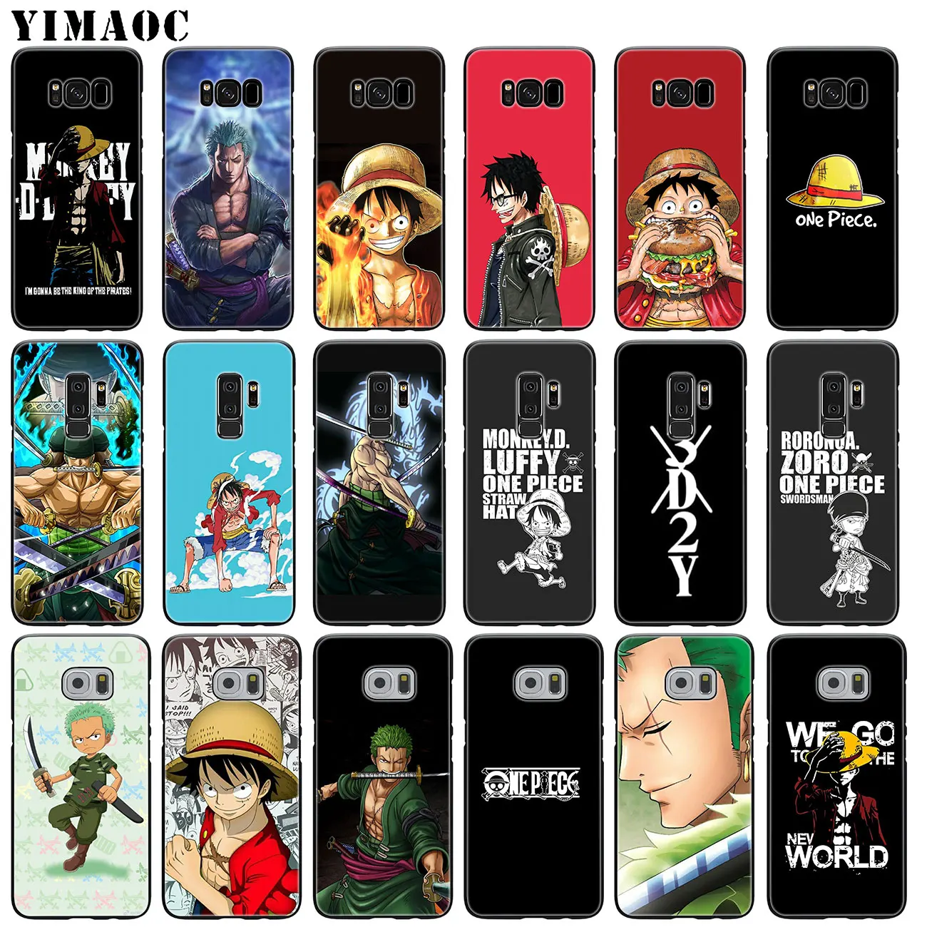 

YIMAOC ZORO One Piece Monkey D Luffy Soft Silicone Phone Case for Samsung Galaxy S10 S9 S8 Plus S6 S7 Edge S10e E Black Cover