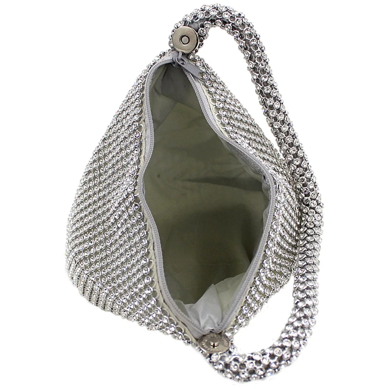 Женская мода полный дрель треугольник вечерние сумки серебро