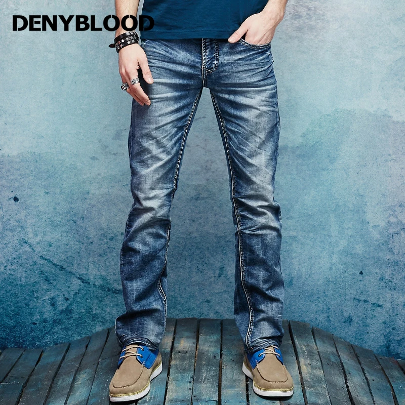 Denyblood джинсы модные мужские Стрейчевые трикотажные джинсы потертые джинсы Рваные узкие прямые винтажные потертые повседневные штаны 158035 - Цвет: Blue 8035