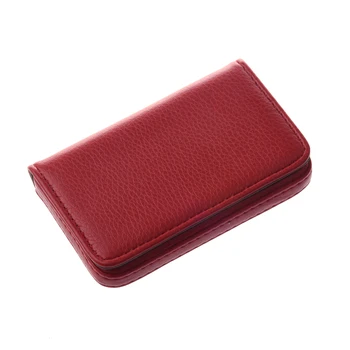 

PPYY NEW -Business Credit Card Case Holder Currency ticket PU Leather Red