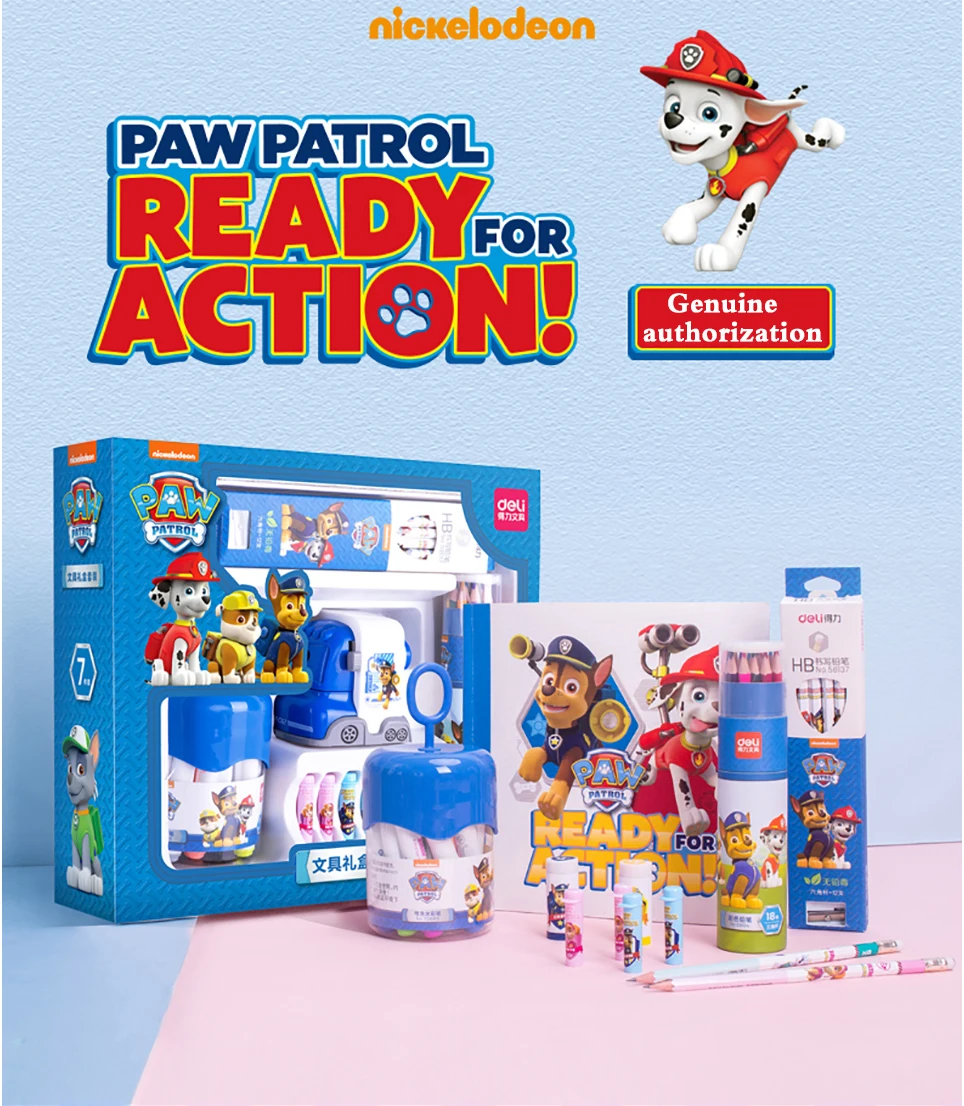 Deli Paw Patrol школьные канцелярские наборы 7 шт. подарки студенческие канцелярские принадлежности kawaii креативные цветные ручки для рисования точилка для ноутбука