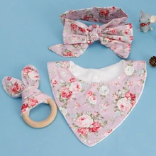 3 шт./пакет Детские кроличьи уши Прорезыватель хлопковые нагрудники повязка на голову слюнявчик для младенца набор для ухода за полотенцем