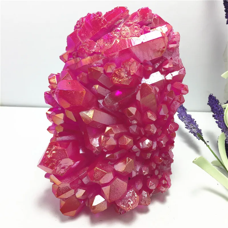 

Beautiful Aura Crystal Cluster Angel Aura Titanium Quartz Crystal Specimen Minerals Reiki Healing Chakra