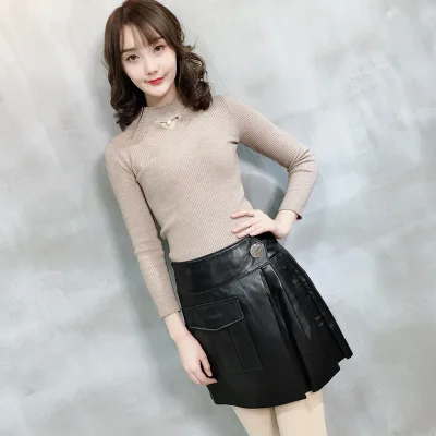 

2019 New Fashion Genuine Sheep Leather Skirt Y26