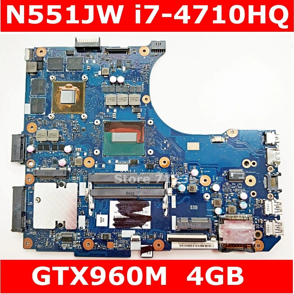 

N551JW MB._0M/I7-4710HQ/AS GTX960M 4GB VRAM Mainboard For ASUS N551JW N551JM N551JQ G551JW N551J Laptop motherboard 100% Test