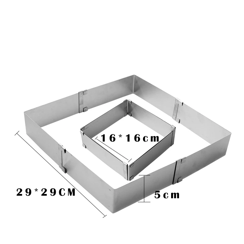 Нержавеющая сталь регулируемый торт мусс кольцо набор из 2, круглый и квадратный пирог плесень reposteria кухонный инструмент для украшения