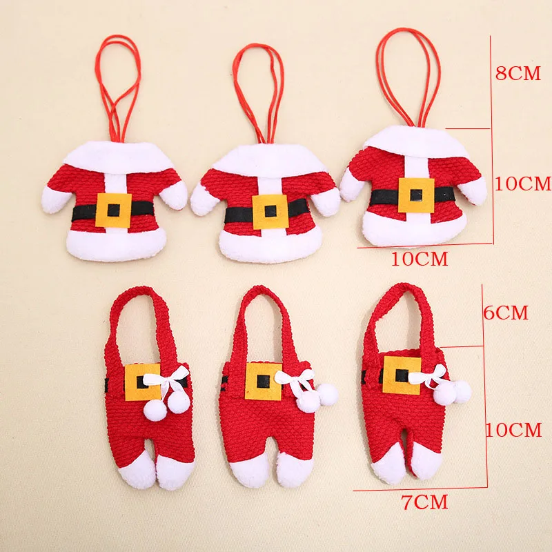 6Pcs New Year Christmas Desktop Decoration Small Clothes Small Pants Cutlery Cutlery Set Christmas tree decorations - Цвет: 1