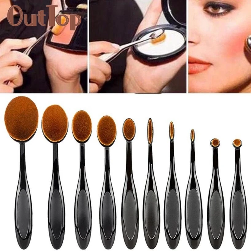 

Levert Dropship 10PCS Mini Toothbrush Eyebrow Foundation Eyeliner Lip Oval Brushes 0324B