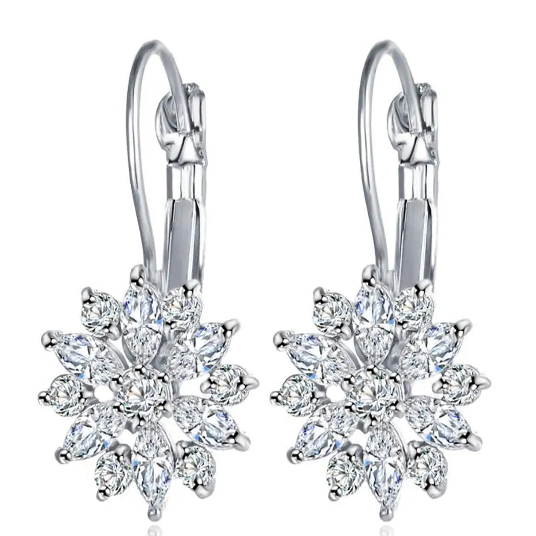 

Women Fashion Jewelry Artificial Crystal Sunflower Ear Clips Earrings Casual 4.2