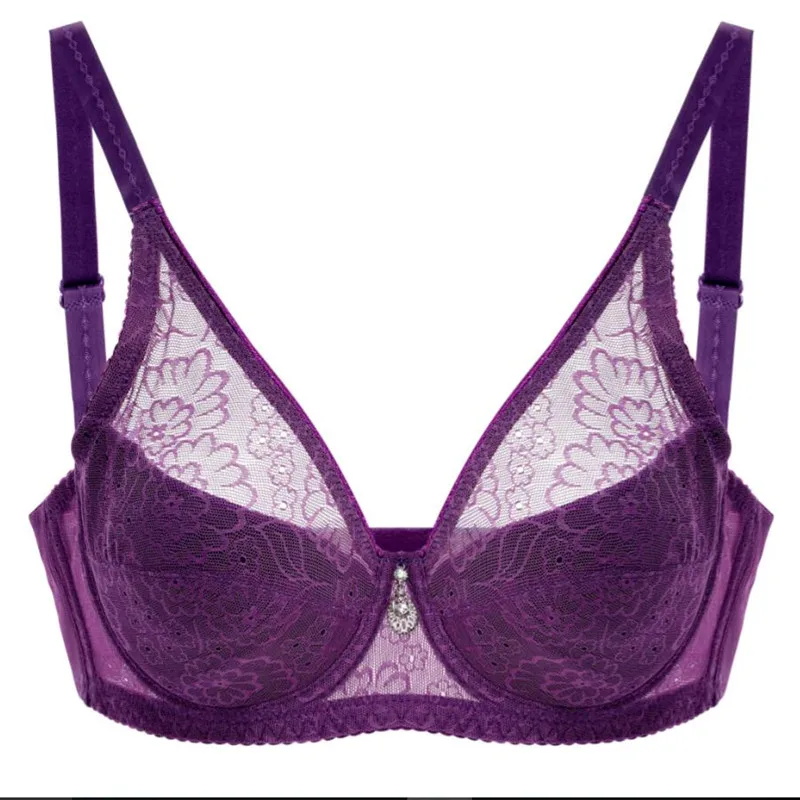 Hot thin underwear bra plus size wireless adjustable lace Women's bra breast cover 80-95 C D E cup Large size