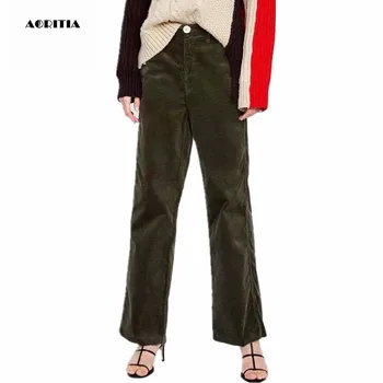 

2019 Women Spring Winter Women Bell Bottom Trousers Wide Leg Corduroy Pants