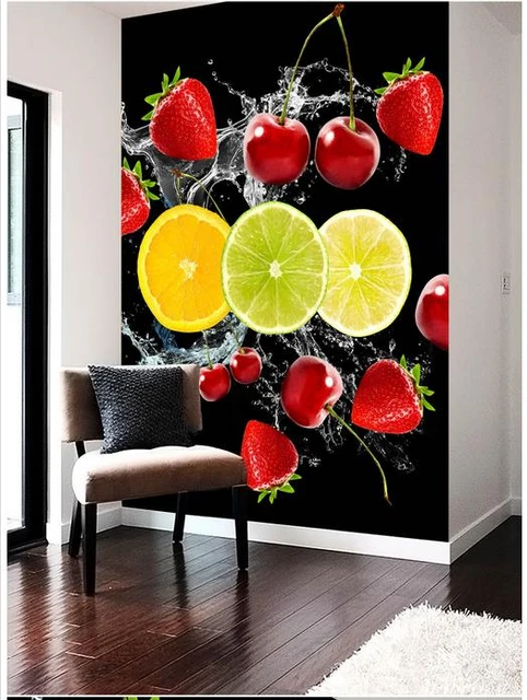 Custom Photo Wallpaper 3d Wall Mural Wallpaper Hd Spray Fruit Strawberry  Cherry Fruit Mural 3d Wallpaper For Living Room Decor - Wallpapers -  AliExpress