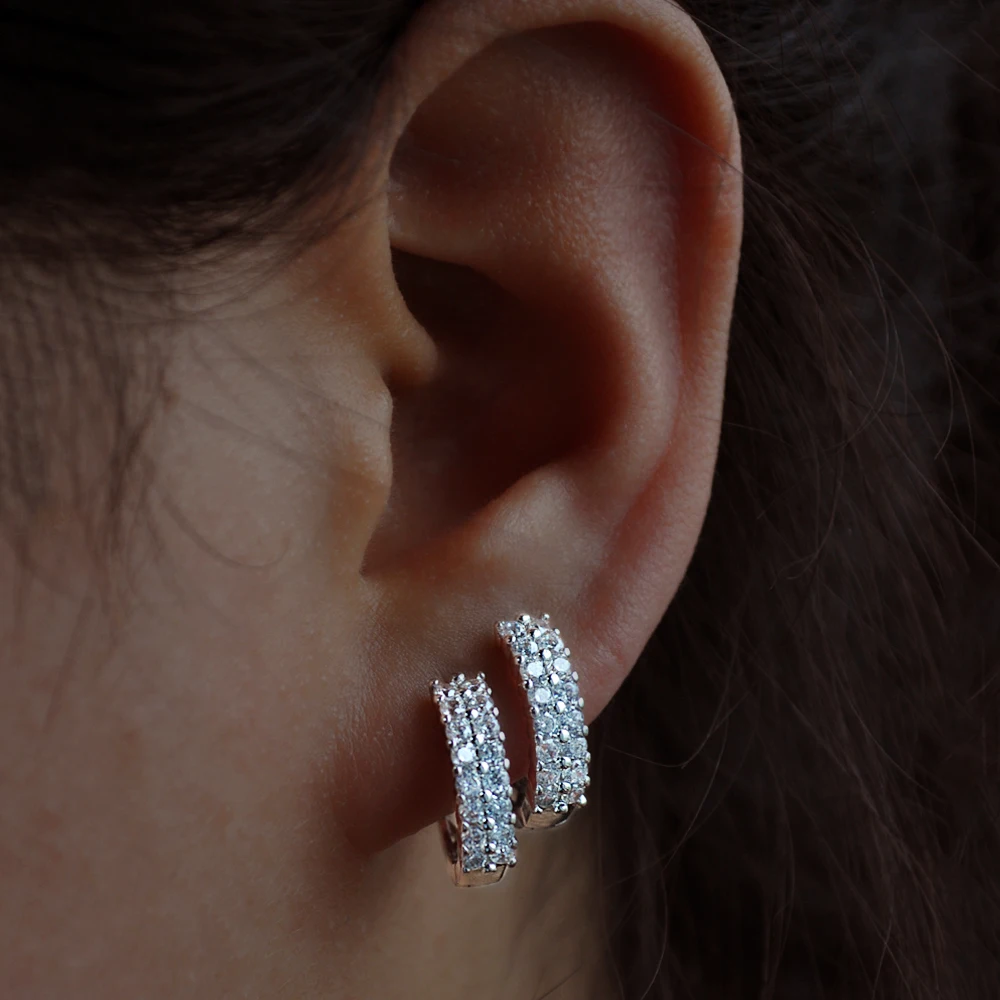 

MIARA.L Creative New Double Row CZ Earrings Women Fashion Hoop Earrings