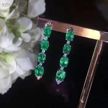 

[MeiBaPJ]Natural Columbia Emerald Gemstone Simple Drop Earrings Real 925 Silver Fashion Earrings Fine Charm Jewelry for Women