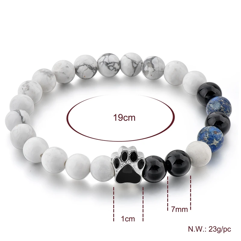 TOUCHEART новый заказ Мода серебро подвеска собачья лапа расстояние браслеты для мужчин женщин натуральный камень браслет из бисера SBR180135