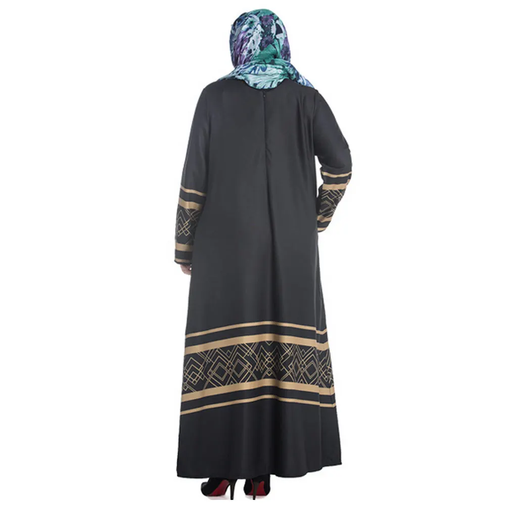 Женское стильное платье макси Abaya Jilbab с длинным рукавом в мусульманском стиле