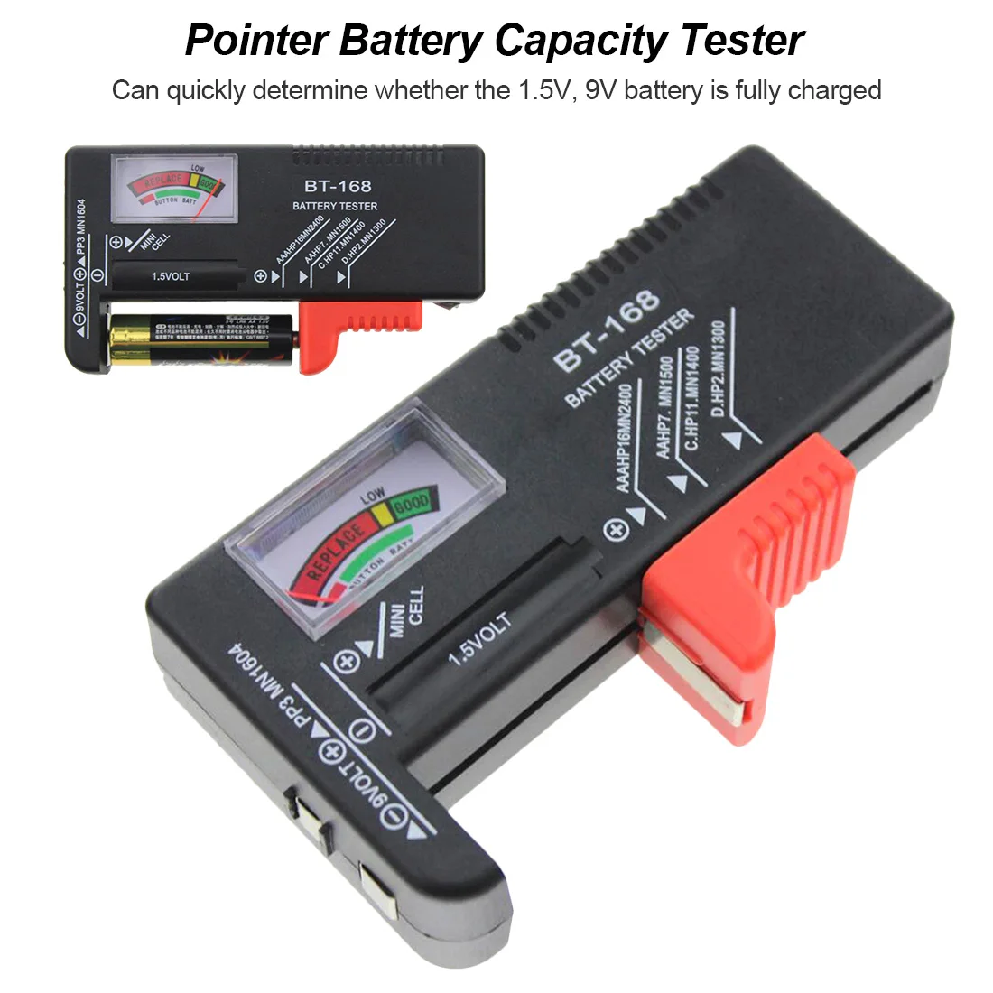 

Charge indicator Voltage Meter Tools BT168 battery tester Pointer battery capacity tester Digital Battery Tester Volt Checker