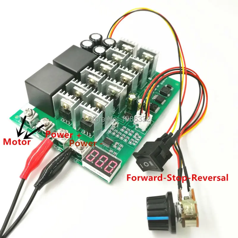 WS16 DC 10-55 в 12 В 24 в 36 в 48 в 55 в 100А регулятор скорости двигателя ler PWM HHO RC переключатель обратного управления со светодиодный дисплеем