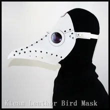 Hot NewWhite PU Leather Steampunk Steam Punk Gothic Bird Beak Mask Goggles Plague Doctor Cosplay Hood Hallowee Role Play Costume