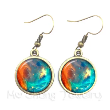 Nebula Space Earrings Astronomy Geek Sci-fi Science Galaxy Space Glass Dome Pendant Earrings Gift For Girl Friends