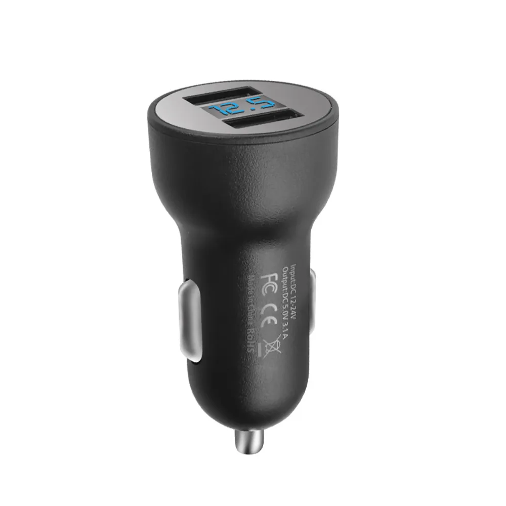Купить Франшиза 2019 2.1A двойной зарядное устройство USB 2 порта ЖК дисплей 12 24 V сигарета зажигалка на электропитании цифровые камеры аксессуары с USB по...