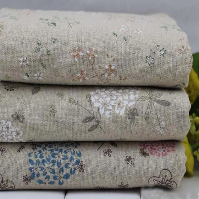 

Promotion! 3 Designs Cotton Linen Fabric "Dandelion & Chrysanthemum" Fat Quarter Bundle Tilda Quilting 24CMx24CM/Piece