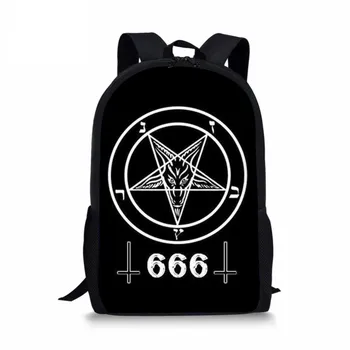 

THIKIN School Bags for Boys Girls Black Cat 666/Hail Satan Printing Students Backpacks Schoolbag Kids Mochila Escolar Bookbag