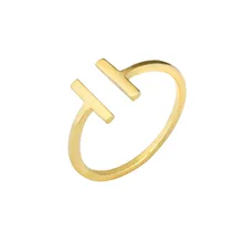 Kpop Open Parallel Bars Adjustable Knuckle Rings For Women Men Anillos Rose Gold Silver Color Long Bar Minimalist Jewelry